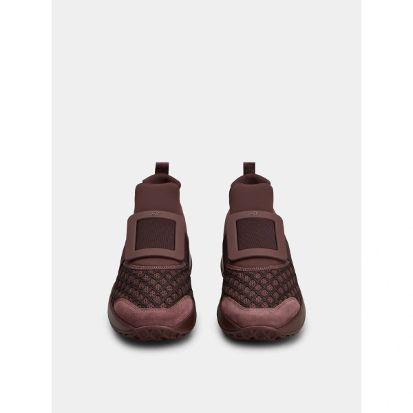 Roger Vivier Viv' Run Sneakers in Burgundy Fabric, view 2 | Sneakers