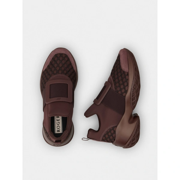 Roger Vivier Viv' Run Sneakers in Burgundy Fabric, view 5 | Sneakers