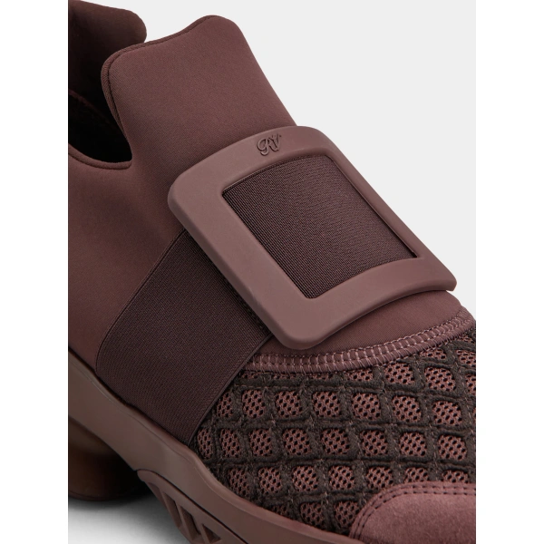 Roger Vivier Viv' Run Sneakers in Burgundy Fabric, view 6 | Sneakers
