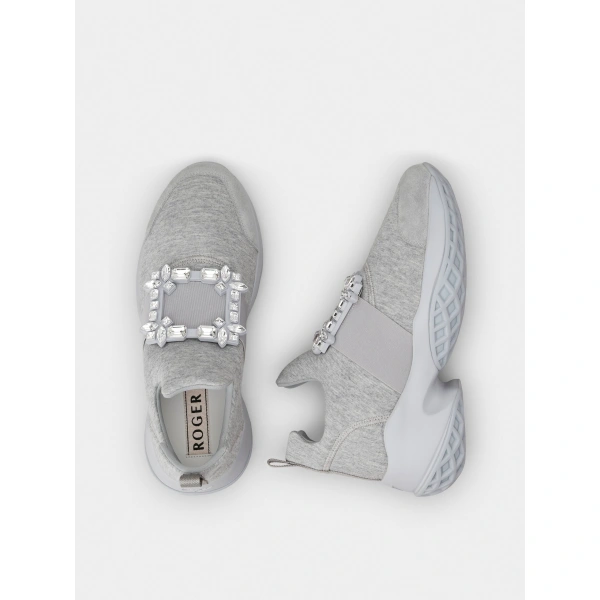 Roger Vivier Viv' Run Sneakers in Grey Jersey, view 6 | Sneakers