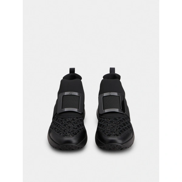 Roger Vivier Viv' Run Sneakers with Sequins in Black, view 2 | Sneakers
