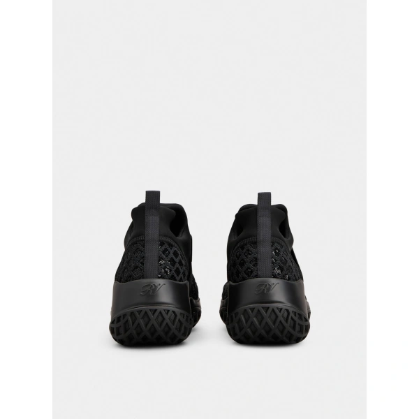Roger Vivier Viv' Run Sneakers with Sequins in Black, view 6 | Sneakers