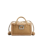 Roger Vivier Viv' Skate Shopping Bag in Camel Suede and Shearling | Totes & Top-Handle Bags