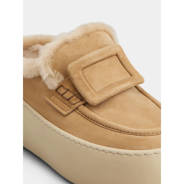 Roger Vivier Viv' Up Mules in Camel Suede, view 5 | Mules