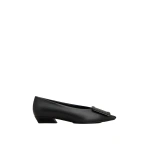 Roger Vivier Viv' in the City Ballerinas in Black Leather | Ballet Flats