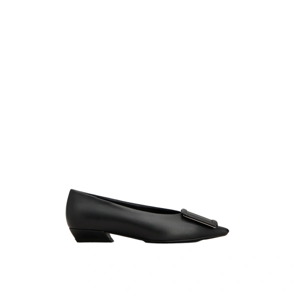 Roger Vivier Viv' in the City Ballerinas in Black Leather | Ballet Flats