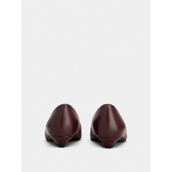 Roger Vivier Viv' in the City Ballerinas in Burgundy Leather, view 4 | Ballet Flats