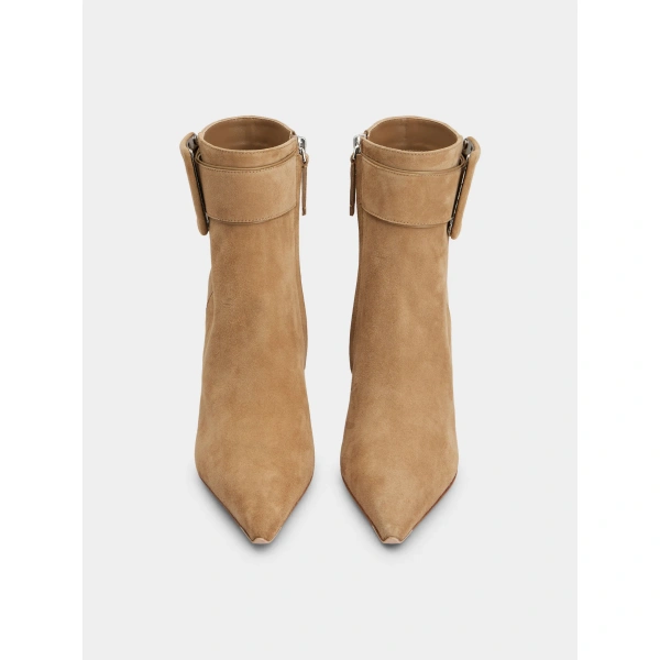 Roger Vivier Viv' in the City Booties in Beige Suede, view 2 | Ankle Boots