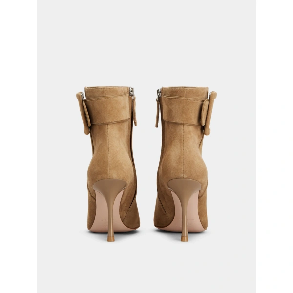 Roger Vivier Viv' in the City Booties in Beige Suede, view 4 | Ankle Boots