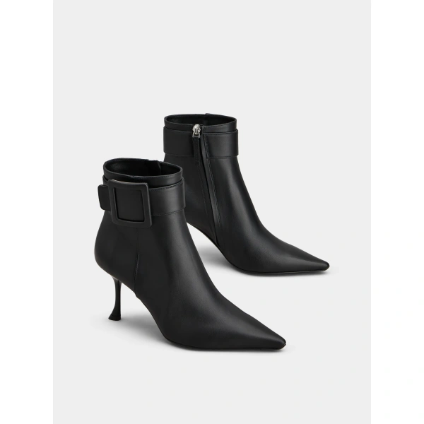 Roger Vivier Viv' in the City Booties in Black Leather, view 3 | Ankle Boots