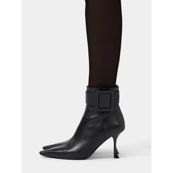 Roger Vivier Viv' in the City Booties in Black Leather, view 4 | Ankle Boots