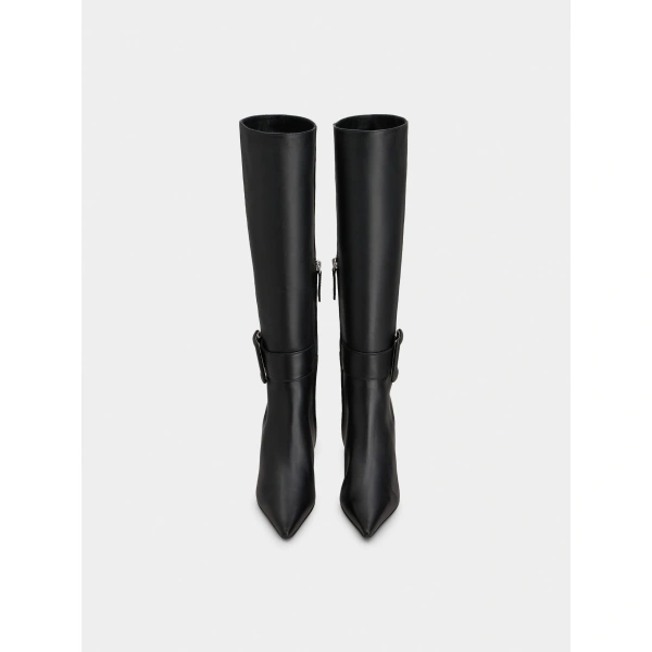 Roger Vivier Viv' in the City Boots in Black Leather, view 2 | Knee-High Boots