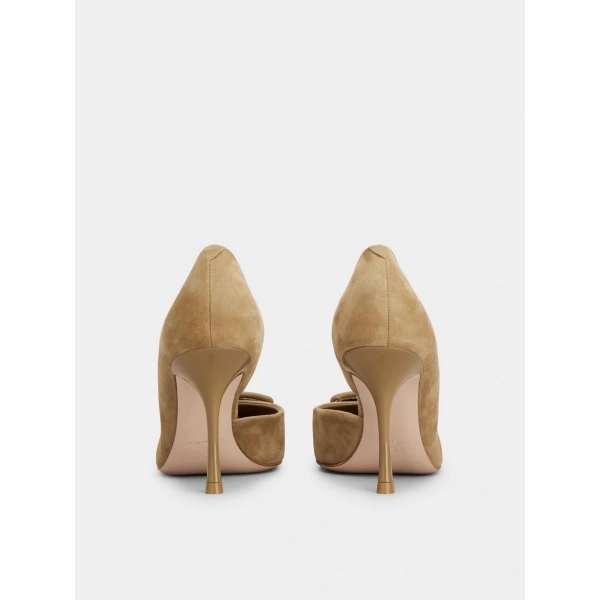 Roger Vivier Viv' in the City D'Orsay Pumps in Beige Suede, view 6 | Pumps