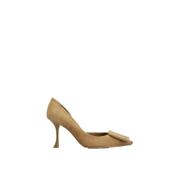 Roger Vivier Viv' in the City D'Orsay Pumps in Beige Suede | Pumps