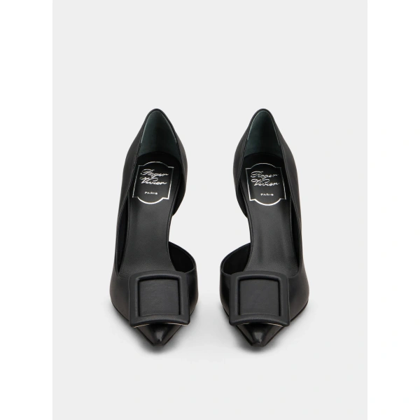 Roger Vivier Viv' in the City D'Orsay Pumps in Black Leather, view 2 | Pumps