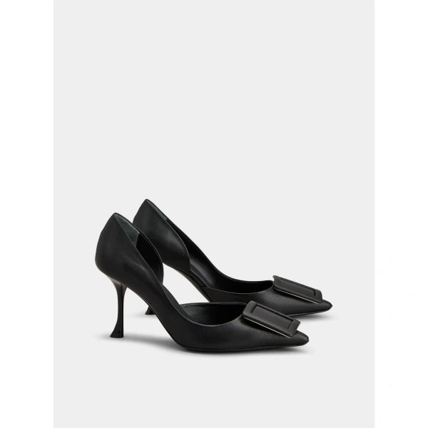 Roger Vivier Viv' in the City D'Orsay Pumps in Black Leather, view 3 | Pumps