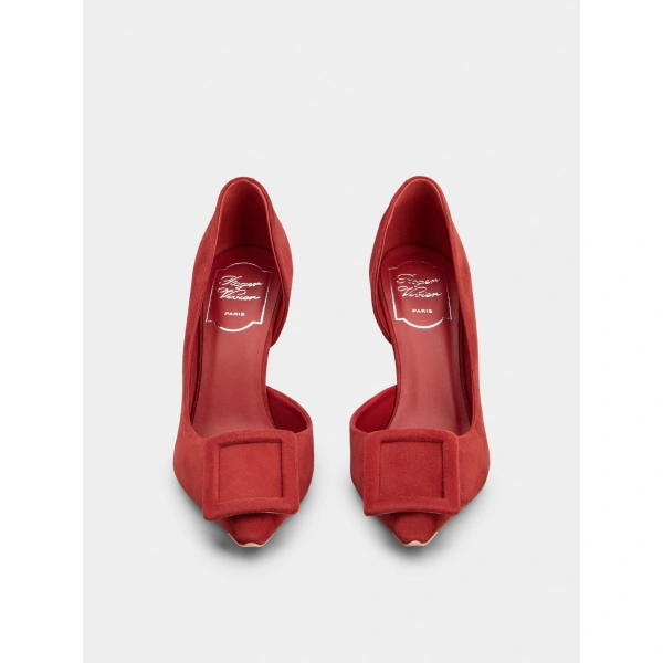 Roger Vivier Viv' in the City D'Orsay Pumps in Red Suede, view 2 | Pumps