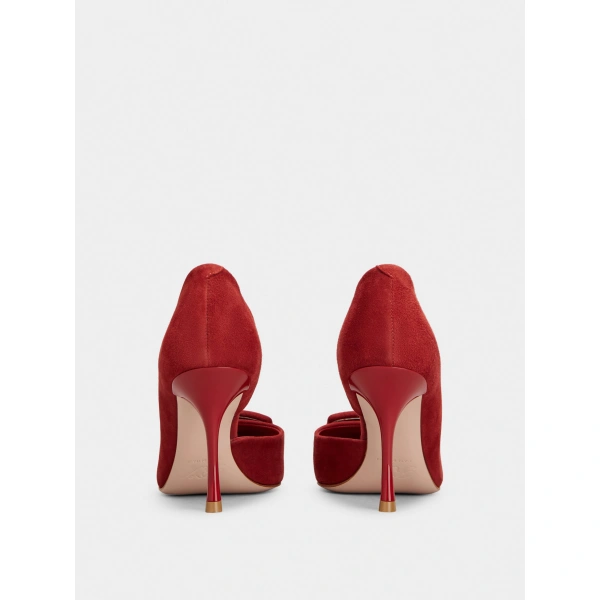 Roger Vivier Viv' in the City D'Orsay Pumps in Red Suede, view 4 | Pumps