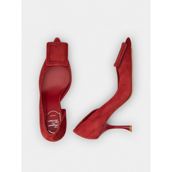 Roger Vivier Viv' in the City D'Orsay Pumps in Red Suede, view 5 | Pumps