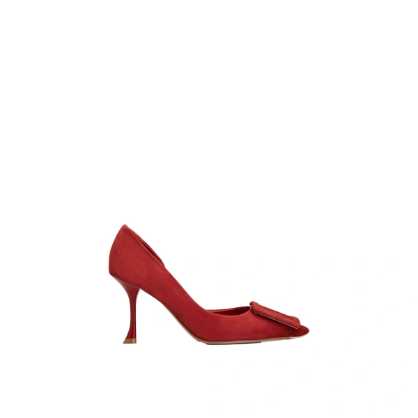 Roger Vivier Viv' in the City D'Orsay Pumps in Red Suede | Pumps