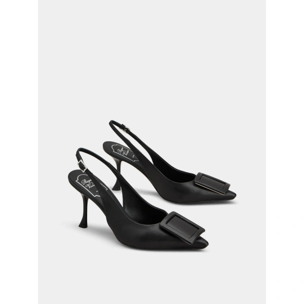 Roger Vivier Viv' in the City Slingback Pumps in Black Leather, view 3 | Slingbacks