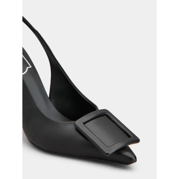 Roger Vivier Viv' in the City Slingback Pumps in Black Leather, view 6 | Slingbacks