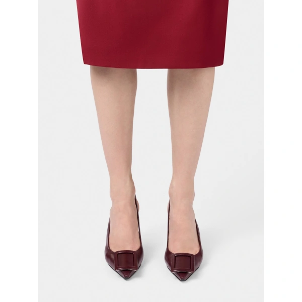 Roger Vivier Viv' in the City Slingback Pumps in Burgundy Leather, view 6 | Slingbacks