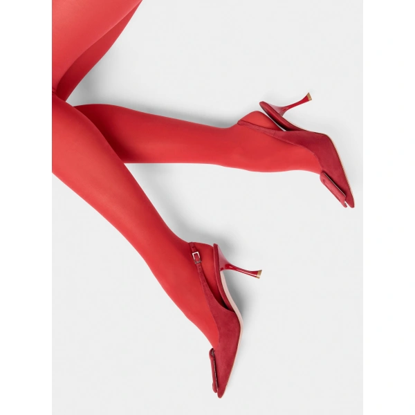 Roger Vivier Viv' in the City Slingback Pumps in Red Suede, view 4 | Slingbacks