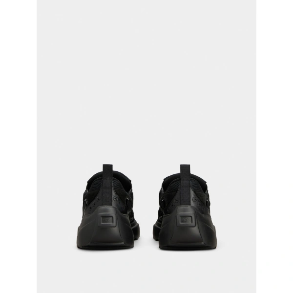 Roger Vivier Viv' on the Run Sneakers in Black Leather and Fabric, view 4 | Sneakers