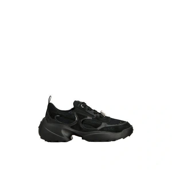 Viv' on the Run Sneakers in Black Leather and Fabric