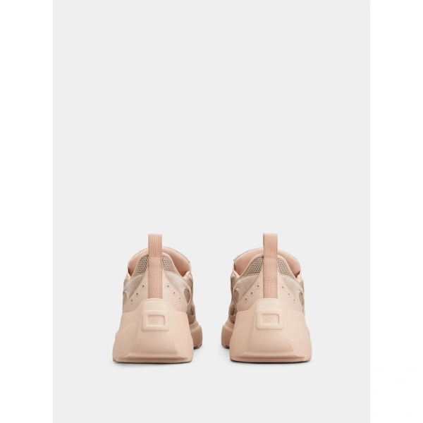 Roger Vivier Viv' on the Run Sneakers in Pink Leather and Fabric, view 6 | Sneakers