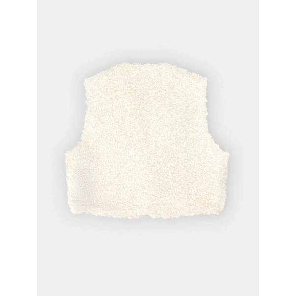 Roger Vivier Waistcoat in White Bouclé Jersey, view 3 | Vests & Gilets
