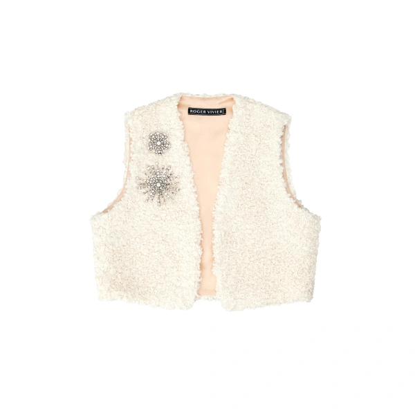 Waistcoat in White Bouclé Jersey