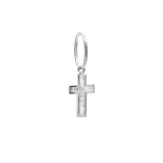 Rosa de la Cruz Baguette Diamond Cross Pendant in 18K White Gold and White Diamond | Fine Pendants and Charms | Coveti