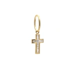 Rosa de la Cruz Baguette Diamond Cross Pendant in 18K Yellow Gold and White Diamond | Fine Pendants and Charms | Coveti