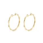 Rosa de la Cruz Bamboo Hoops in 18K Yellow Gold, Pair | Fine Earrings | Coveti