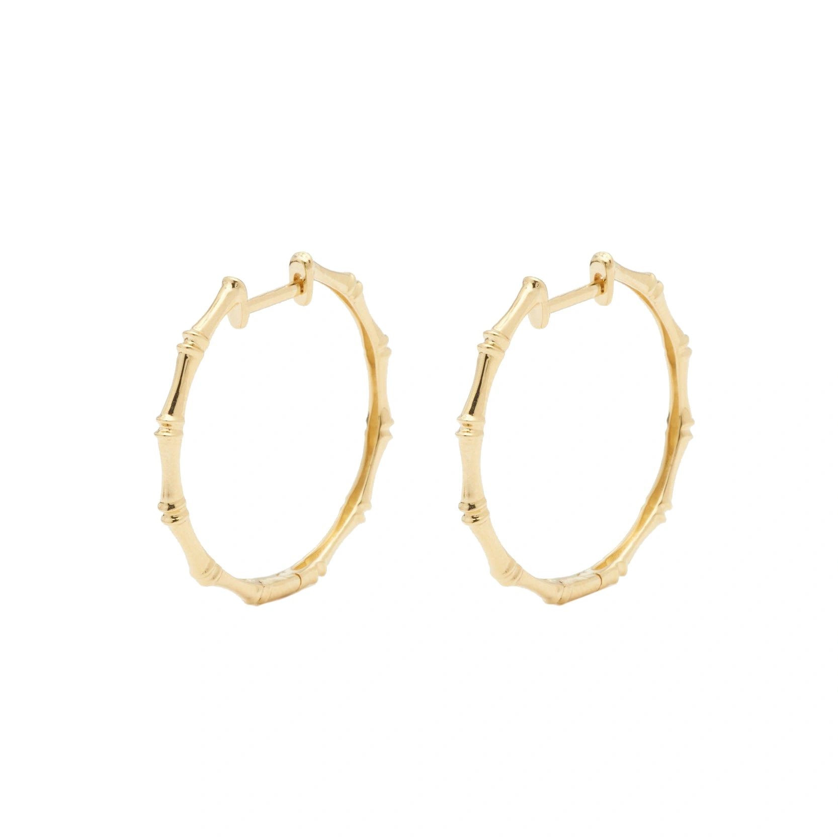 Rosa de la Cruz Bamboo Hoops in 18K Yellow Gold, Pair Rosa de la Cruz Bamboo Hoops in 18K Yellow Gold, Pair | Fine Earrings | Coveti