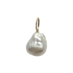 Rosa de la Cruz Baroque Pearl Pendant in 18K Yellow Gold and White Diamond | Fine Pendants and Charms | Coveti