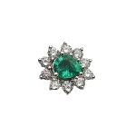 Rosa de la Cruz Baroque Studs in 18K White Gold, Emerald and White Diamond, Single | Fine Earrings | Coveti