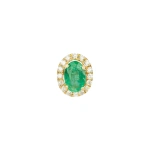 Rosa de la Cruz Baroque Studs in 18K Yellow Gold, Emerald and White Diamond, Single | Fine Earrings | Coveti