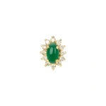 Rosa de la Cruz Baroque Studs in 18K Yellow Gold, Green Chalcedony and White Diamond, Single | Fine Earrings | Coveti