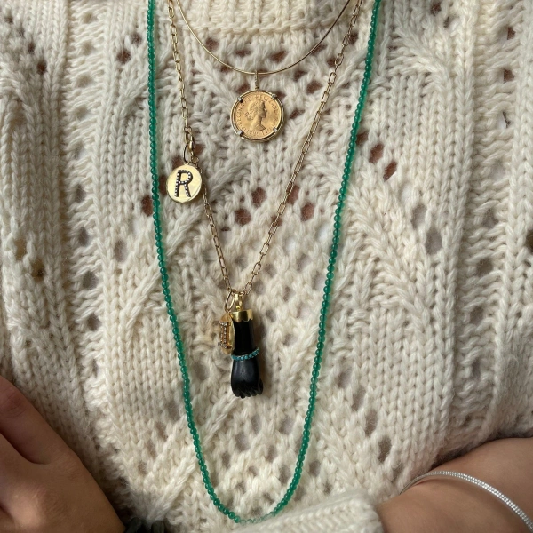 Rosa de la Cruz Beads Gem Necklace in 18K Yellow Gold, Lapis | Fine Necklaces | Coveti