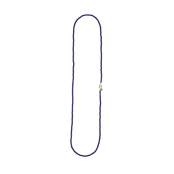 Beads Gem Necklace in 18K Yellow Gold, Lapis