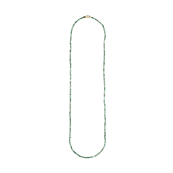 Beads Gem Necklace in 18K Yellow Gold, Light Jade