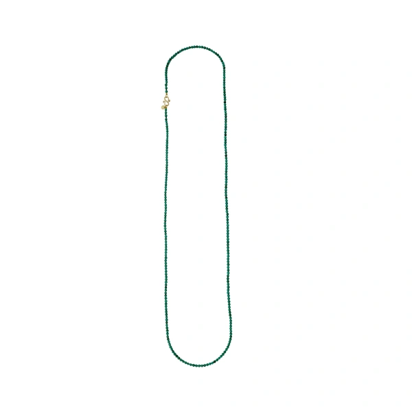 Beads Gem Necklace in 18K Yellow Gold, Malachite