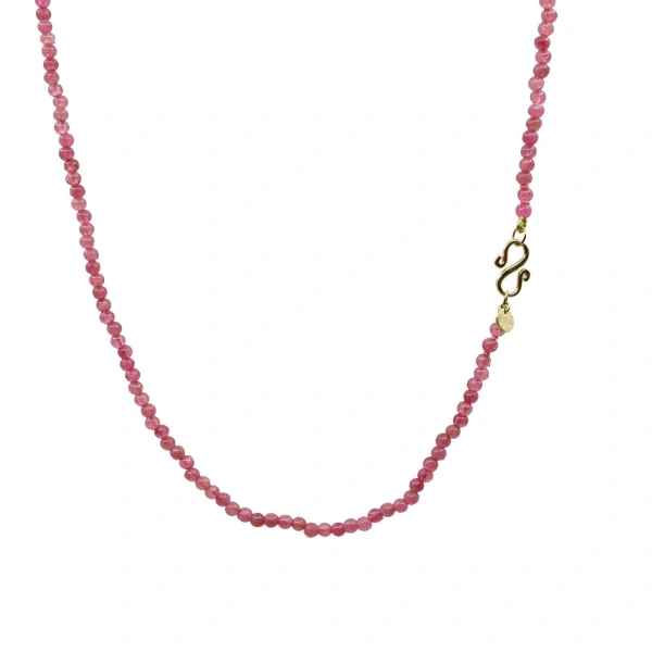 Rosa de la Cruz Beads Gem Necklace in 18K Yellow Gold, Pink Tourmaline | Fine Necklaces | Coveti