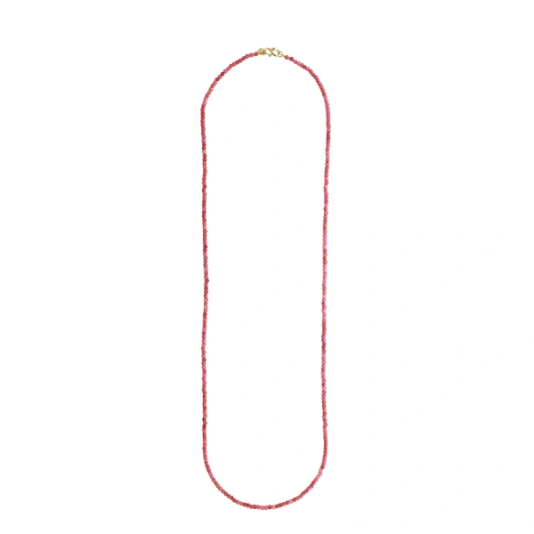 Beads Gem Necklace in 18K Yellow Gold, Pink Tourmaline