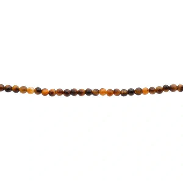 Beads Gem Necklace in 18K Yellow Gold, Tiger Eye