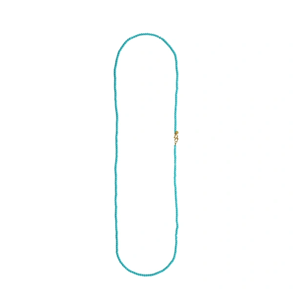 Rosa de la Cruz Beads Gem Necklace in 18K Yellow Gold, Turquoise | Fine Necklaces | Coveti