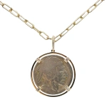 Rosa de la Cruz Buffalo Nickel Coin Pendant in 18K Yellow Gold, White Diamond | Fine Pendants and Charms | Coveti
